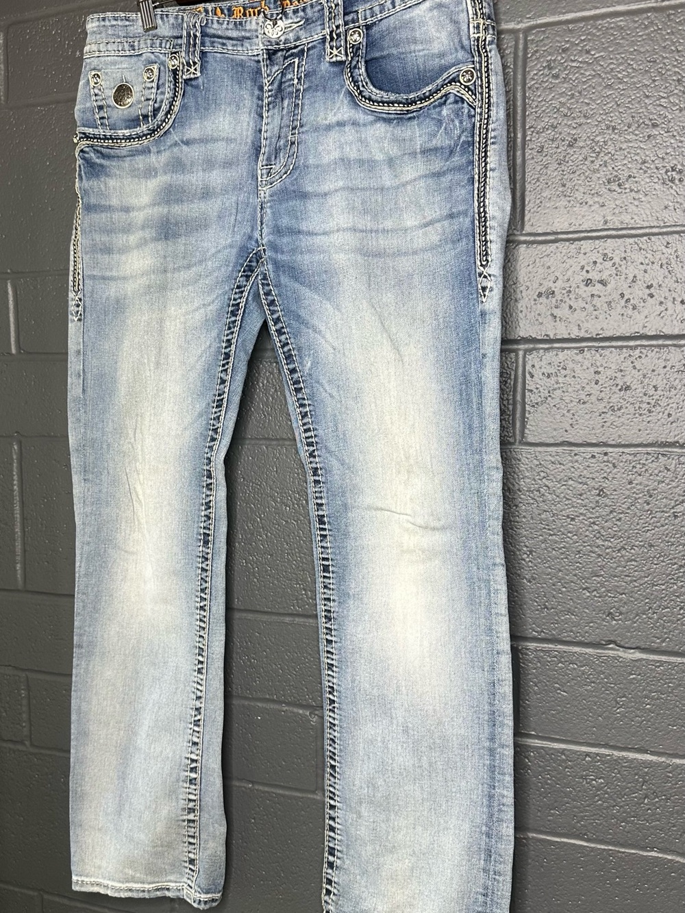 Rock Revival Brand - Light Wash Blue Jeans - Straight Leg - Women’s 34 - Picture 3 of 13